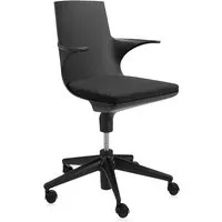 kartell chaise de bureau spoon chair (noir-noir - polypropylène coloré dans la masse)
