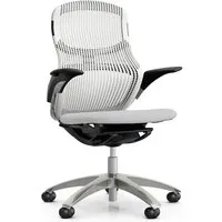 knoll chaise de bureau à roulettes generation avec accoudoirs et base en aluminium (meteor / white - tissu cat. f atlantic)