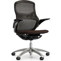 knoll chaise de bureau à roulettes generation avec accoudoirs et base en aluminium (espresso - tissu cat. f atlantic)