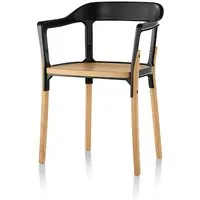 magis chaise steelwood chair (noir - pieds et siège en hêtre naturel, la structure noire)