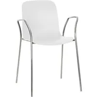 magis set de 4 chaises avec accoudoirs substance steel (blanc - acier chromé et polypropylene)