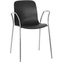 magis set de 4 chaises avec accoudoirs substance steel (noir - acier chromé et polypropylene)