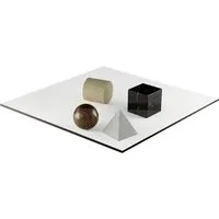 martinelli luce table basse metafora 1979 (marbre blanc de carrare, noir marquina, travertin, marbre rasotica - marbre et verre)