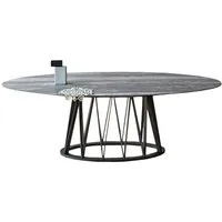 miniforms table ovale acco 200x120 cm (plateau en étoile gris et base en frêne noir - bois et céramique)