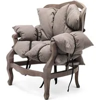 mogg fauteuil 7 pillows (tons de marron - bois hêtre massif et tissu: 90% coton - 10% polyester)