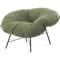 mogg fauteuil closer (tissu vert mélange - fer et tweed: 43% lin - 21% acrylique - 11% laine - 11% papier textile - 7% coton - 7% soie)