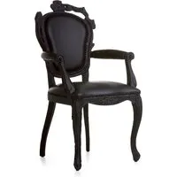 moooi chaise smoke dining chair (noir - bois brûlé - cuir)