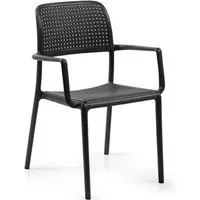 nardi set de 4 chaises avec accoudoirs bora pour extérieur contract collection (anthracite - polypropylène)