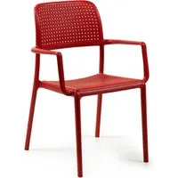 nardi set de 4 chaises avec accoudoirs bora pour extérieur contract collection (rouge - polypropylène)