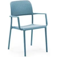 nardi set de 4 chaises avec accoudoirs bora pour extérieur contract collection (bleu clair - polypropylène)