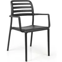 nardi set de 4 chaises avec accoudoirs costa pour extérieur garden collection (anthracite - polypropylène)