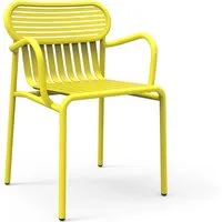 petite friture set de 2 chaises avec accoudoirs pour extérieur week-end (jaune - aluminium verni par poudre epoxy)