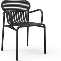 petite friture set de 4 chaises avec accoudoirs pour extérieur week-end (noir - aluminium verni par poudre epoxy)
