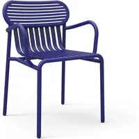 petite friture set de 4 chaises avec accoudoirs pour extérieur week-end (bleu - aluminium verni par poudre epoxy)