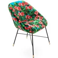 seletti chaise rembourrée toiletpaper padded chair (roses - tissu en polyester, structure en bois, polyuréthane et métal)