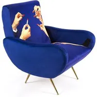 seletti fauteuil rembourré toiletpaper armchair (lipsticks - tissu en polyester, structure en bois, polyuréthane et métal)
