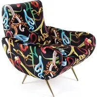 seletti fauteuil rembourré toiletpaper armchair (snakes - tissu en polyester, structure en bois, polyuréthane et métal)