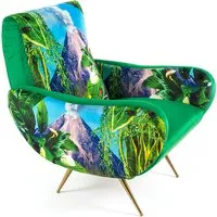seletti fauteuil rembourré toiletpaper armchair (volcano - tissu en polyester, structure en bois, polyuréthane et métal)