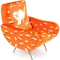 seletti fauteuil rembourré toiletpaper armchair (kitten - tissu en polyester, structure en bois, polyuréthane et métal)