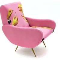 seletti fauteuil rembourré toiletpaper armchair (pink lipsticks - tissu en polyester, structure en bois, polyuréthane et métal)