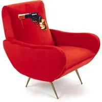 seletti fauteuil rembourré toiletpaper armchair (revolver - tissu en polyester, structure en bois, polyuréthane et métal)
