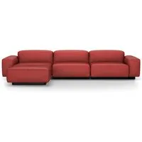 vitra canapé à trois places avec chaise longue à gauche soft modular sofa (cuir premium - cuir cat. l40)