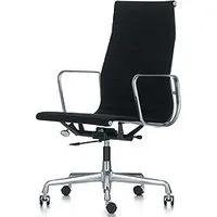 vitra chaise de bureau avec dossier haut aluminium chair ea 119 (noir - cuir et aluminium chromé)