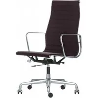 vitra chaise de bureau avec dossier haut aluminium chair ea 119 (chocolat / gris - cuir et aluminium chromé)