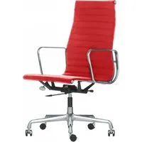 vitra chaise de bureau avec dossier haut aluminium chair ea 119 (rouge - cuir et aluminium chromé)