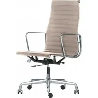 vitra chaise de bureau avec dossier haut aluminium chair ea 119 (sable - cuir et aluminium chromé)