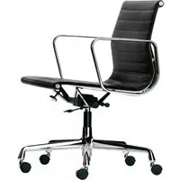 vitra chaise de bureau avec dossier mi-haut aluminium chair ea 117 (noir - hopsak et aluminium chromé)