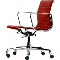 vitra chaise de bureau avec dossier mi-haut aluminium chair ea 117 (rouge/cognac - hopsak et aluminium chromé)