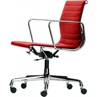 vitra chaise de bureau avec dossier mi-haut aluminium chair ea 117 (rouge - cuir et aluminium chromé)