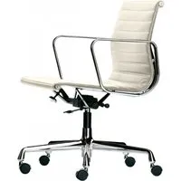 vitra chaise de bureau avec dossier mi-haut aluminium chair ea 117 (neige - cuir et aluminium chromé)