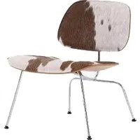 vitra chaise longue plywood lcm calf's skin (naturel, peau brune / blanc / chromé - frêne multi-couche / acier)