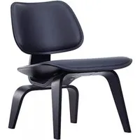 vitra chaise longue plywood lcw leather (noir / noire - frêne multi-couche / cuir)