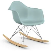 vitra rar fauteuil à bascule eames plastic armchair base chromée et érable jaune (gris glace - polypropylène, fil d'acier chromé, érable clair)