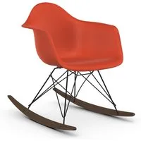 vitra rar fauteuil à bascule eames plastic armchair base basic dark et érable foncé (rouge coquelicot - polypropylène expansé, fil en acier verni, érable foncé)