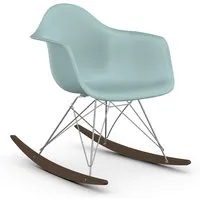 vitra rar fauteuil à bascule eames plastic armchair base chromée et érable foncé (gris glace - polypropylène, fil d'acier chromé, érable foncé)