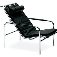 zanotta chaise longue genni (noir - structure chromé et cuir scozia cat. 90 0656)