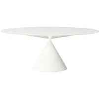 desalto table ronde clay (ø 180 cm / blanc brillant - base en polyuréthane / plateau en cristal trempé avec revêtement)