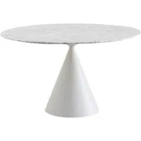 desalto table ronde clay e marbre (ø 120 cm / blanc de carrara - base en polyuréthane blanc laqué mat/ plateau en marbre)