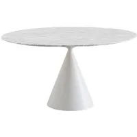desalto table ronde clay e marbre (ø 140 cm / blanc de carrara - base en polyuréthane blanc laqué mat/ plateau en marbre)