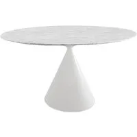 desalto table ronde clay e marbre (ø 120 cm / blanc de carrara - base en polyuréthane blanc laqué mat poli / plateau en marbre)