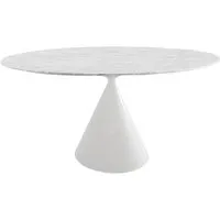 desalto table ronde clay e marbre (ø 140 cm / blanc de carrara - base en polyuréthane blanc laqué mat poli / plateau en marbre)