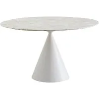 desalto table ronde clay e marbre (ø 120 cm / calacatta or - base en polyuréthane blanc laqué mat/ plateau en marbre)