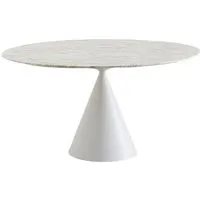 desalto table ronde clay e marbre (ø 140 cm / calacatta or - base en polyuréthane blanc laqué mat/ plateau en marbre)