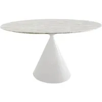 desalto table ronde clay e marbre (ø 120 cm / calacatta or - base en polyuréthane blanc laqué mat poli / plateau en marbre)