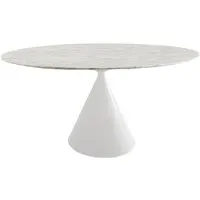 desalto table ronde clay e marbre (ø 140 cm / calacatta or - base en polyuréthane blanc laqué mat poli / plateau en marbre)
