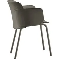 desalto set de 4 fauteuils paper 547 (gris tourterelle - polypropylène et acier)